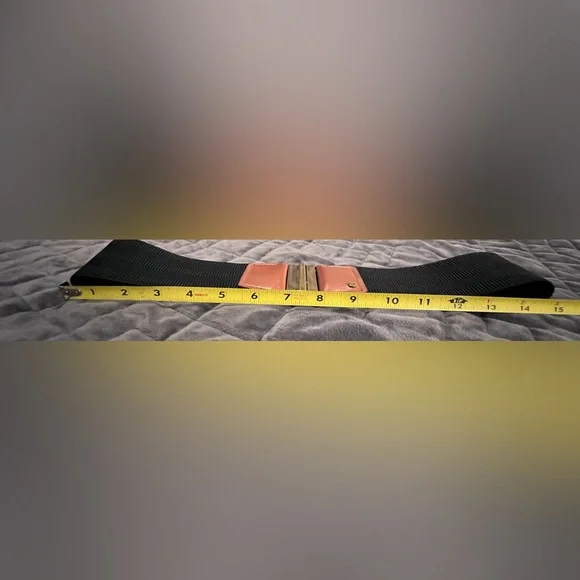 Ralph Lauren Black Stretch Belt 2.5” Wide with Antique Brass Hardware - Picture 3 of 8